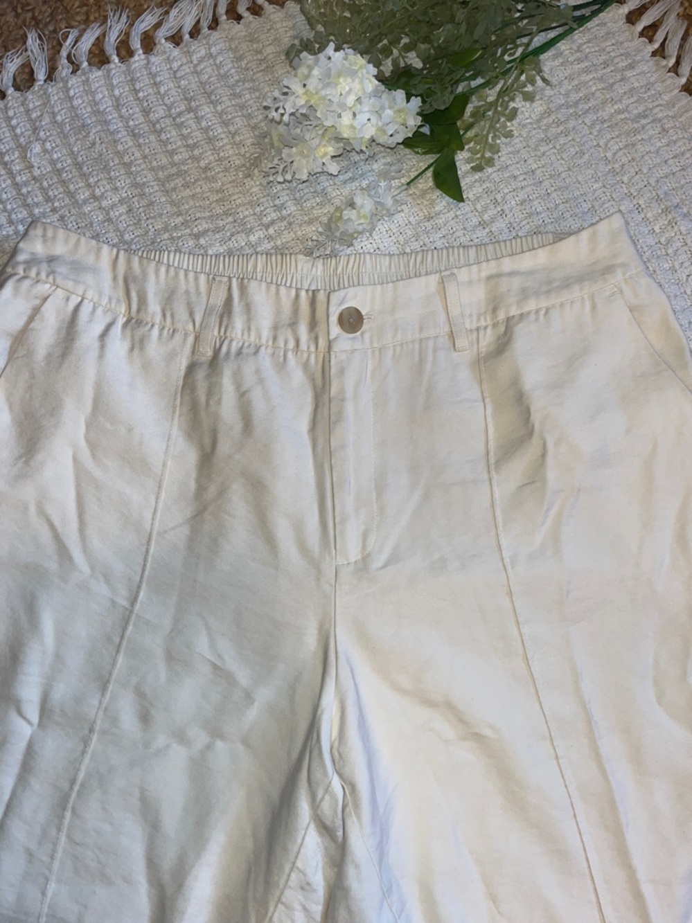 A NEW Day PLUS SIZE cream rayon Pants trouser w/pockets tag says sz 17 - Picture 2 of 7